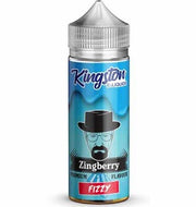 A bottle of Zingberry Fizzy Kingston 100ml Nicotine Free 0mg E Liquid VAPE Juice with a label featuring a character illustration.